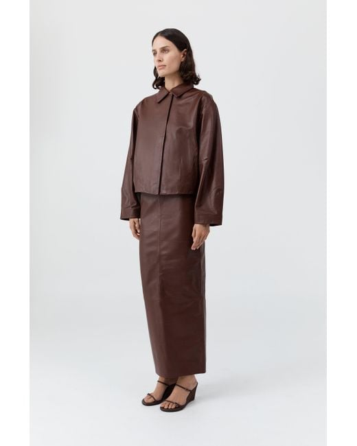 St. Agni Brown Cocoon Leather Jacket
