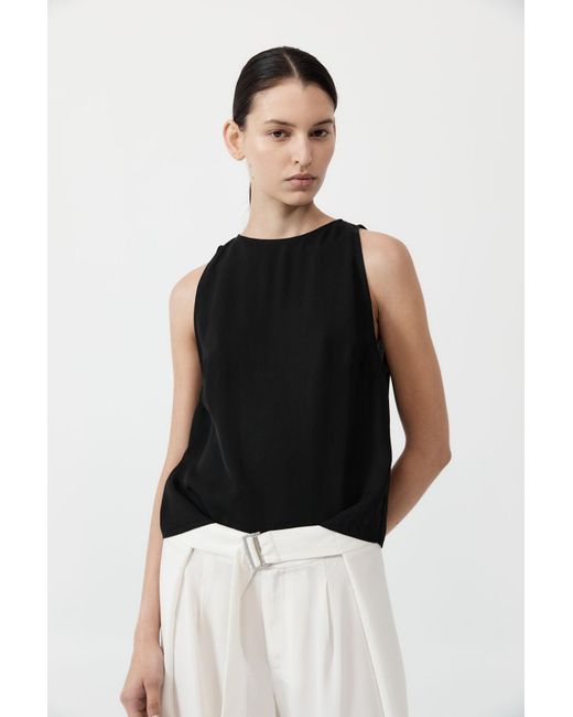 St. Agni Black Viscose Shell Top