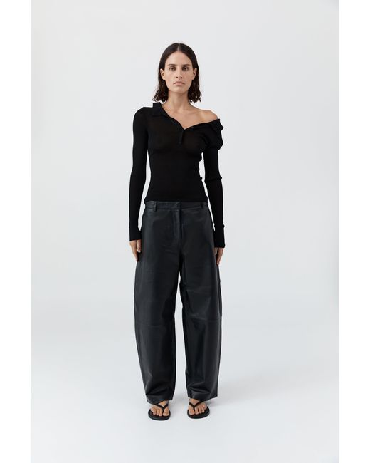 St. Agni White Leather Balloon Pants