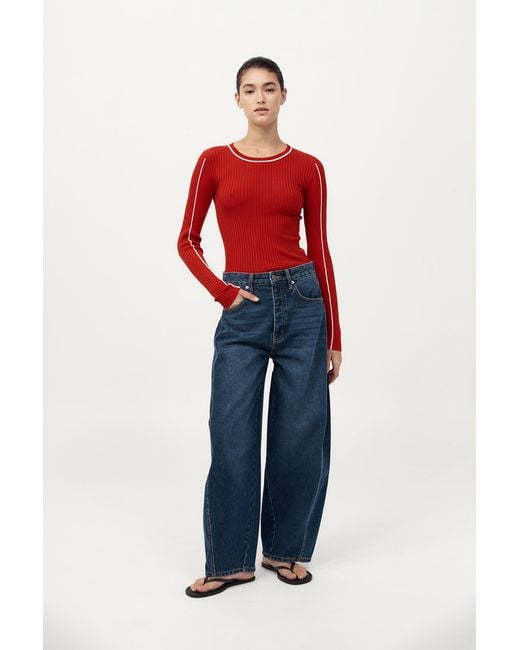 St. Agni Red Mid Rise Balloon Jeans