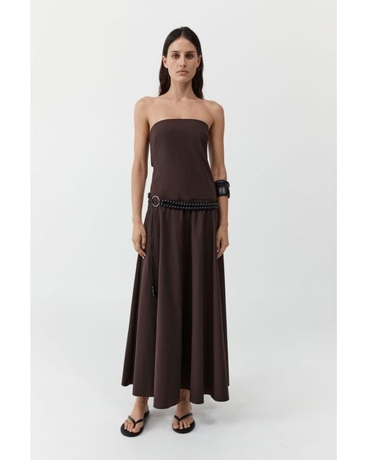St. Agni White Strapless Rouleau Dress