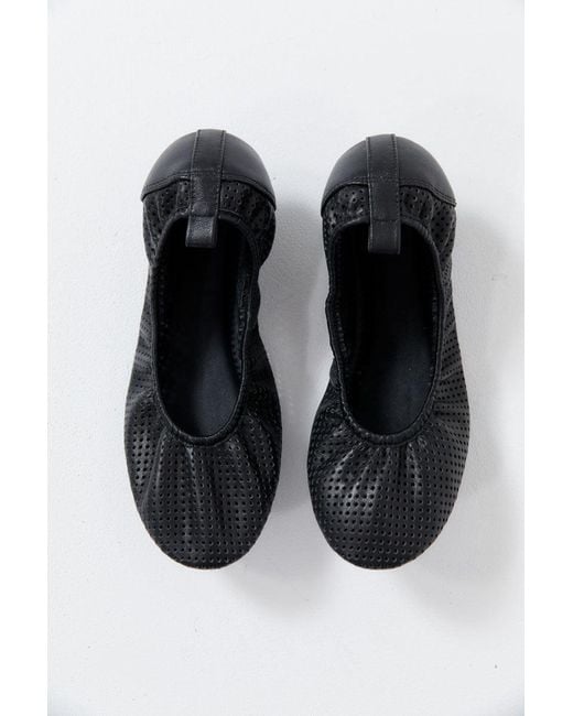 St. Agni Black Minimal Perforated Ballet Flat