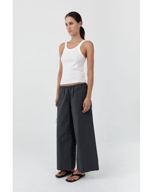St. Agni White Technical Cotton Cropped Drawstring Pants