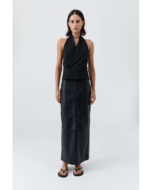 St. Agni Black Halter Wrap Top
