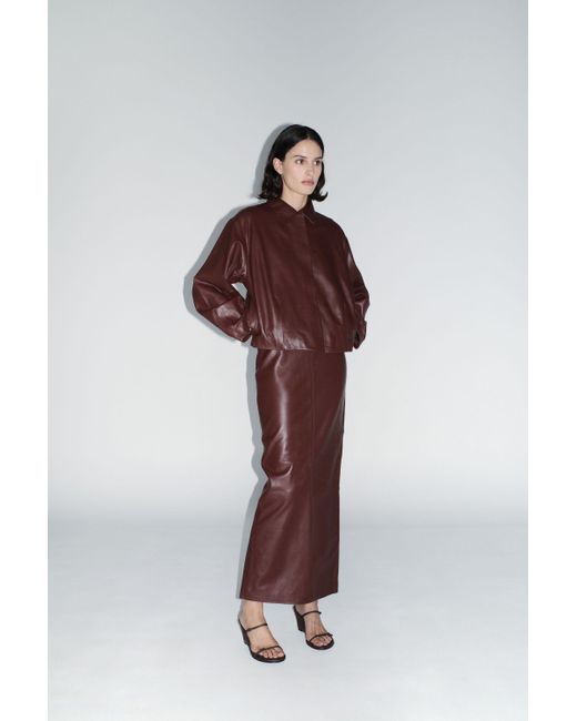 St. Agni Brown Cocoon Leather Jacket