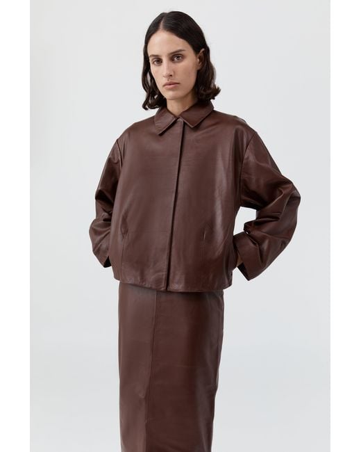 St. Agni Brown Cocoon Leather Jacket