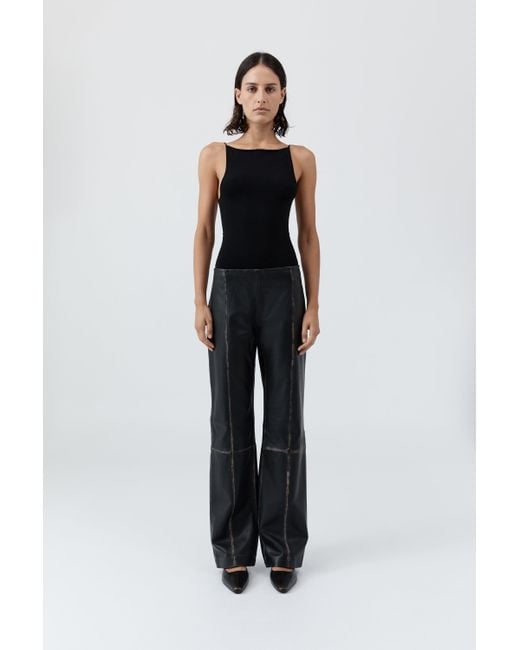 St. Agni Black Brushed Leather Pants