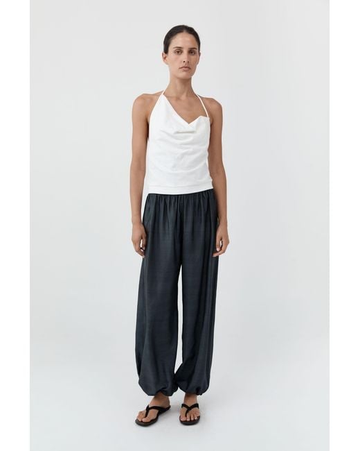 St. Agni White Cotton Jersey Halter Top