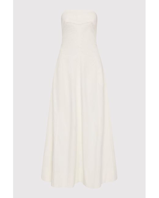 St. Agni White Sculpted Cotton Strapless Dress