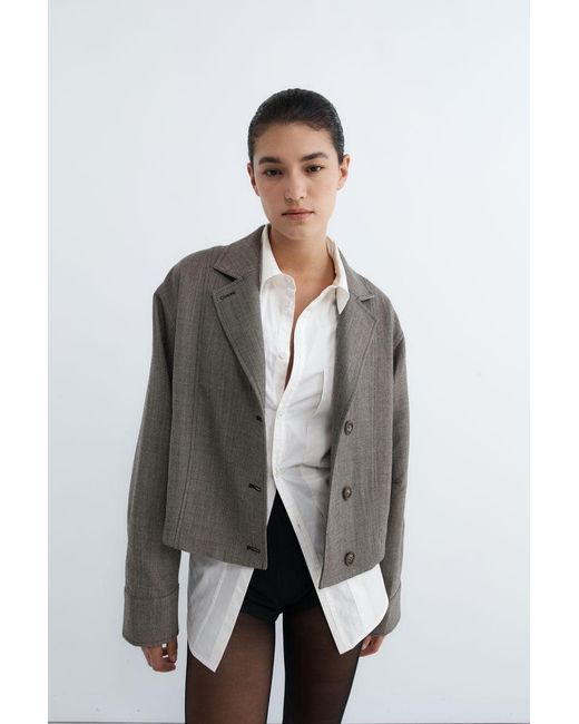 St. Agni Gray Wool Cocoon Bomber