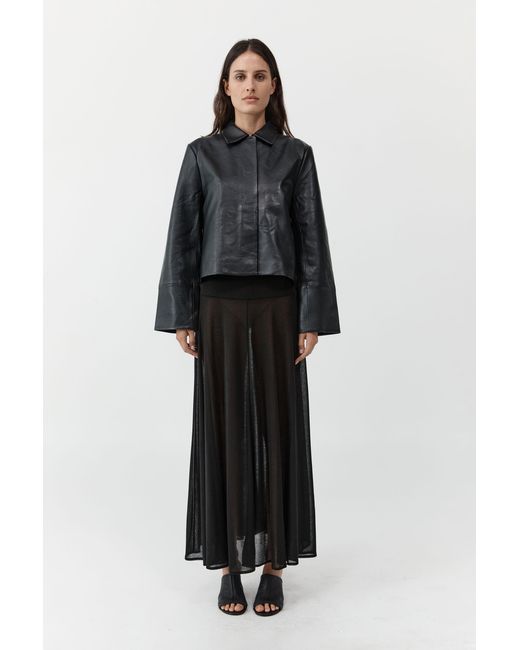 St. Agni Black Leather Minimal Jacket