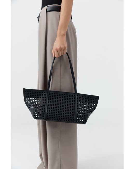 St. Agni Black Perforated Slim Bateau Tote