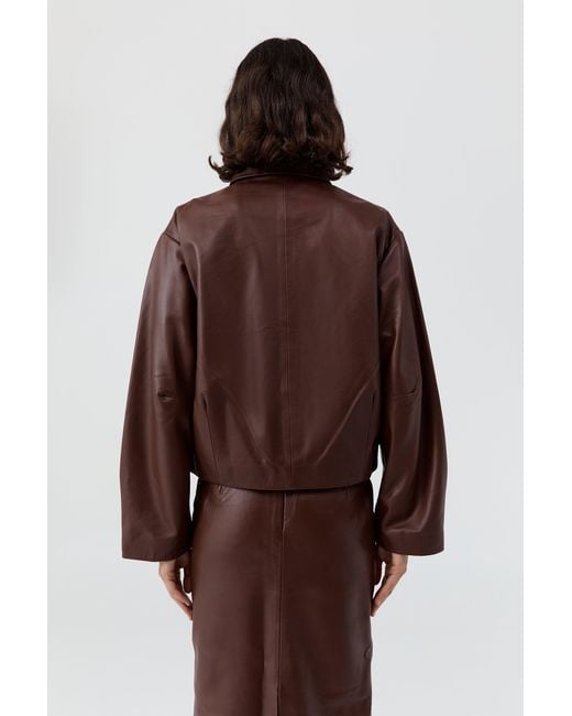 St. Agni Brown Cocoon Leather Jacket