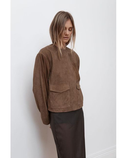St. Agni Natural Suede Utility Cocoon Bomber