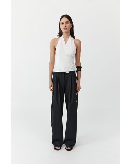St. Agni White Oxford Wrap Top