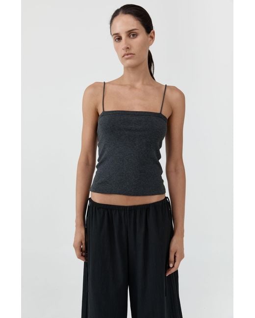St. Agni Blue Organic Cotton Square Neck Cami
