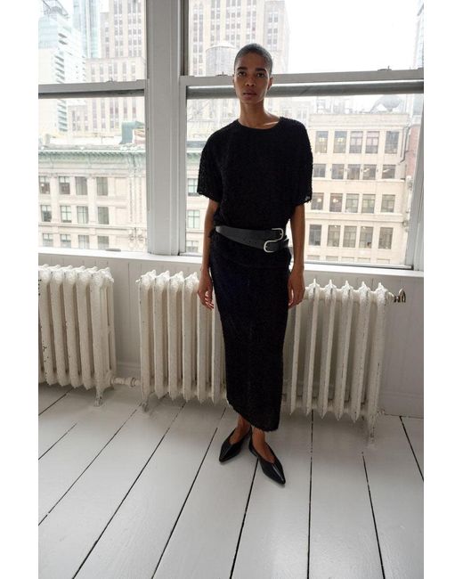 St. Agni Black Feathered Silk Tee