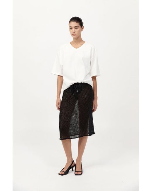 St. Agni Black Glass Beaded Mesh Skirt