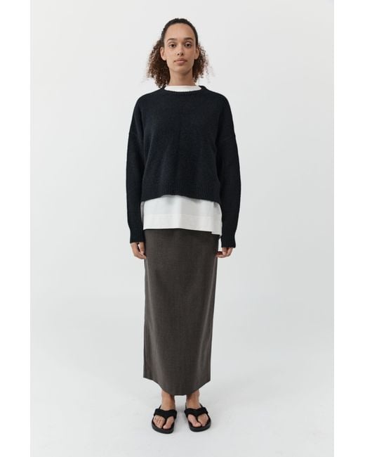 St. Agni Black Wool Everyday Skirt