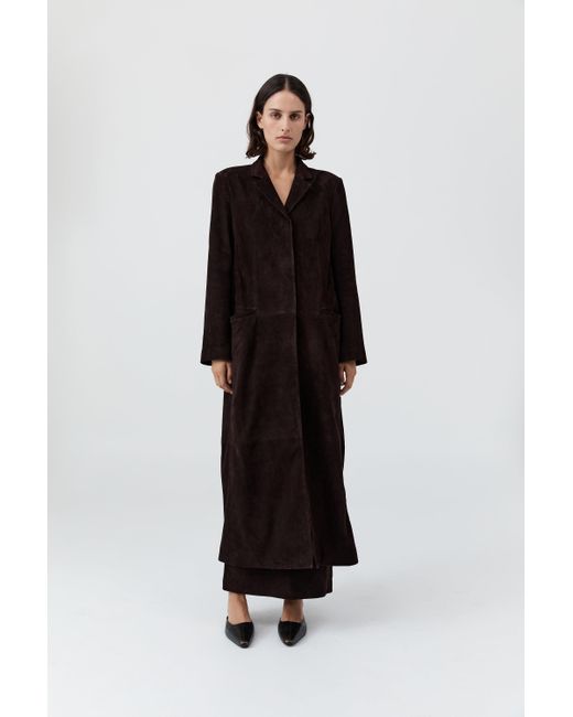 St. Agni Black Suede Tailored Coat