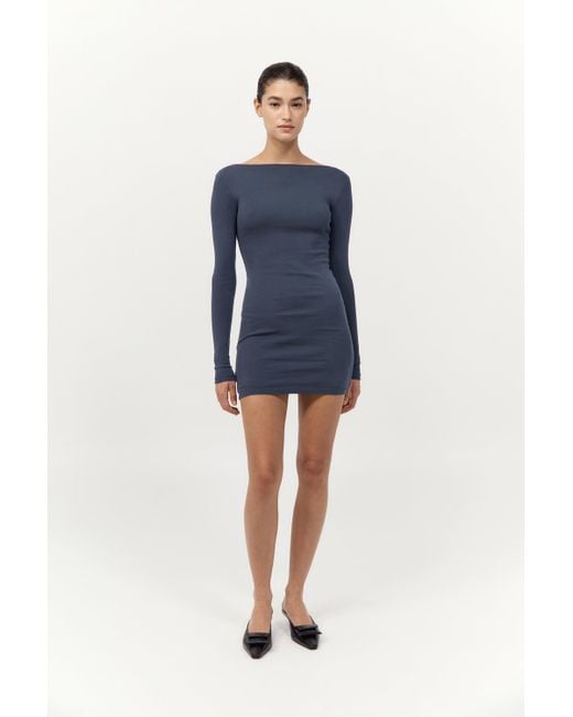 St. Agni Blue Organic Cotton Bateau Dress