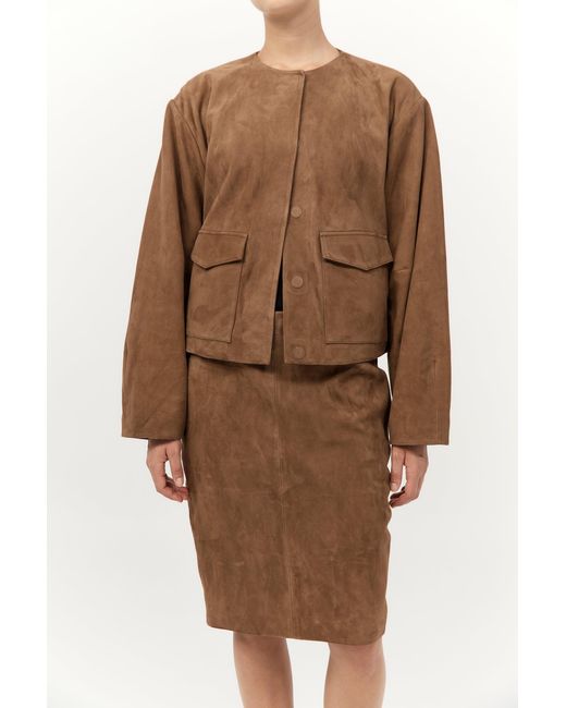 St. Agni Natural Suede Utility Cocoon Bomber