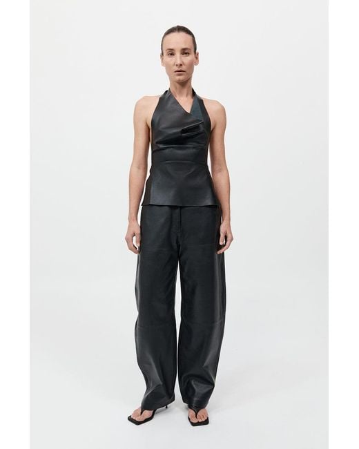 St. Agni Blue Leather Tie Top