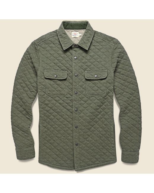 Faherty Epic Quilted Fleece Cpo Shirt Jacket Olive Melange in Green