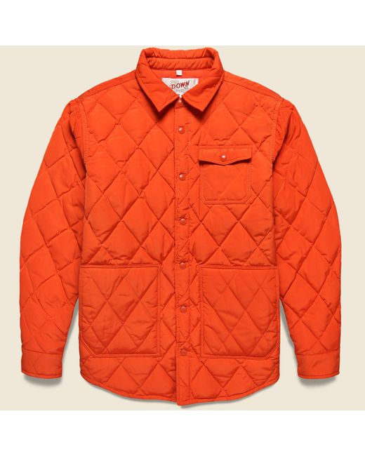 Schott Nyc Down Filled Quilted Shirt Jacket - Orange for Men | Lyst