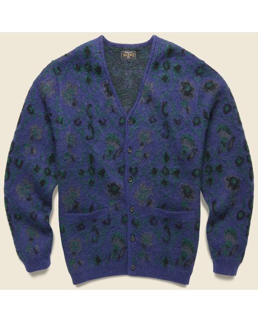 Beams Plus Botanical Pattern Cardigan - Navy in Blue for Men | Lyst