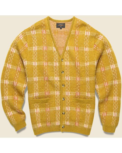 Beams Plus Check Pattern Mohair Cardigan - Mustard in Yellow for Men | Lyst
