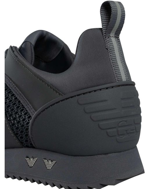 EA7 Blue Athletic Logo Mesh Trainers for men