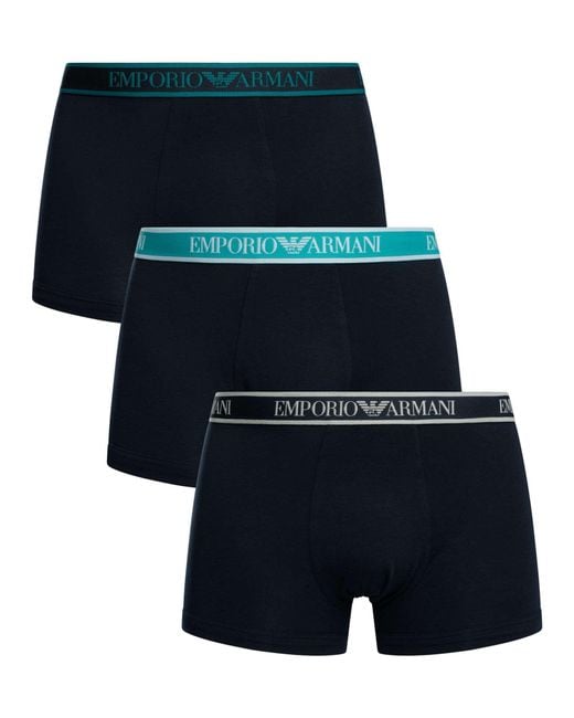 Emporio Armani Blue 3 Pack Trunks for men