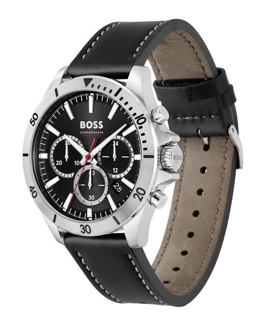 BOSS by Hugo Boss Black Troper Leather Watch for men