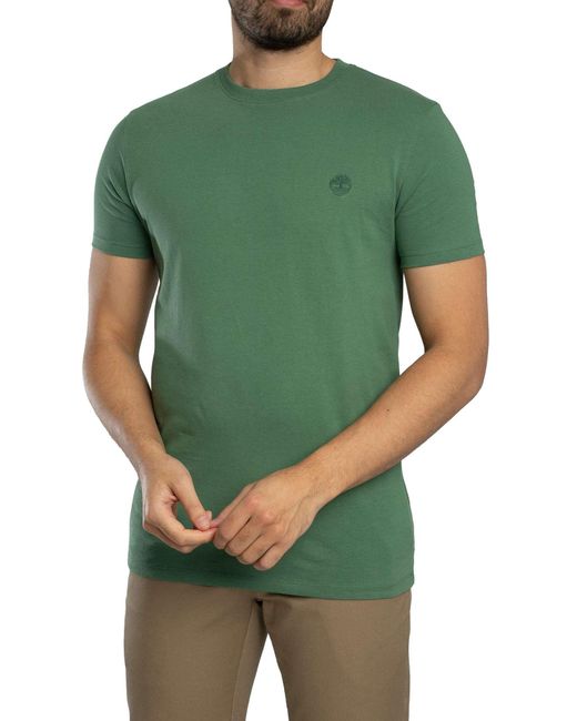 Timberland Green Slim Fit Embroidered Logo T-shirt for men