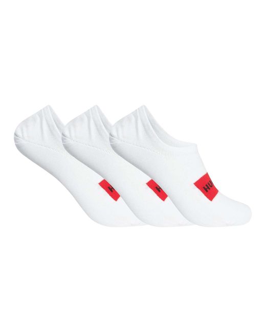HUGO White 3 Pack Label Low Cut Socks for men