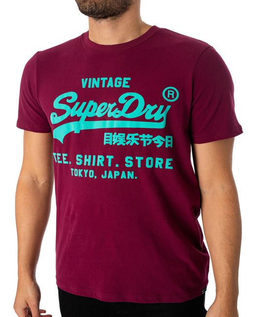 Superdry Red Neon Vintage Logo T-shirt for men
