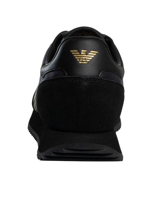 EA7 Black Big Logo Trainers for men