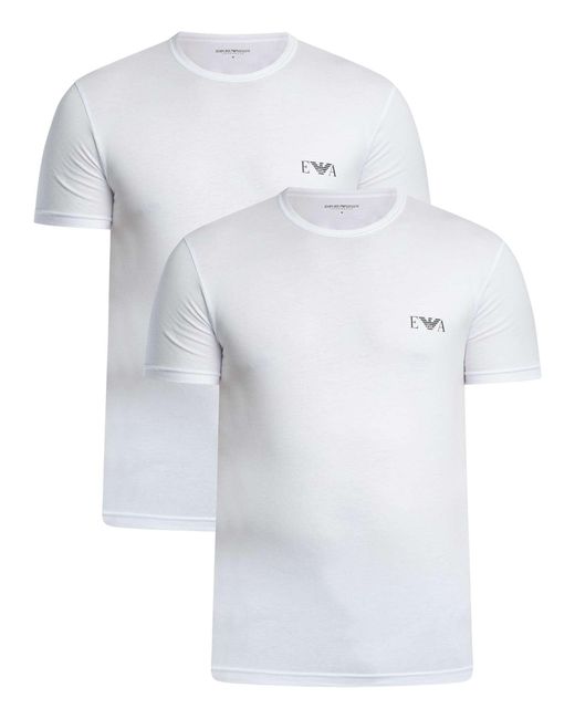 Emporio Armani White 2 Pack Lounge Crew Neck T-shirt for men