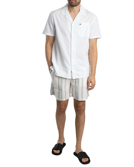 Tommy Hilfiger White Slub Straight Beach Shorts for men