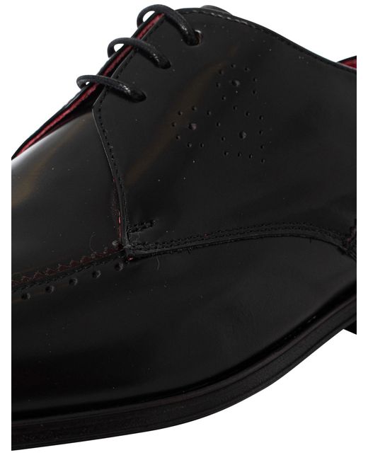 Jeffery West Black Polished Leather Derby Shoes for men