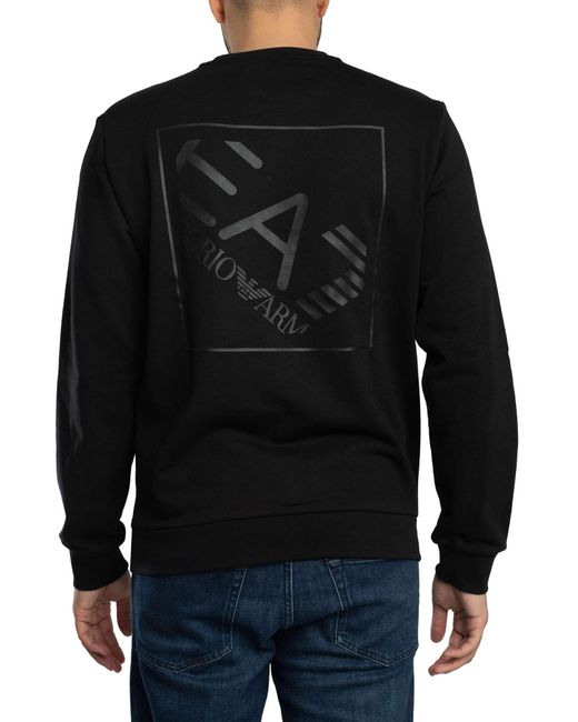 EA7 Black Back Box Logo Sweatshirt for men