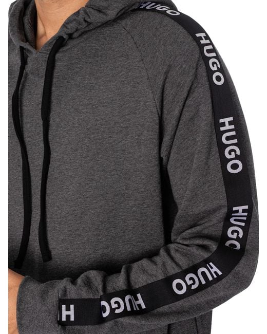 HUGO Gray Lounge Sporty Logo Pullover Hoodie for men