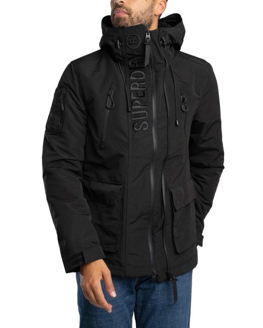 Superdry Black Ultimate Emb Windbreaker Jacket for men