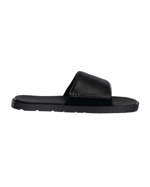 Ugg Black Seaside Ii Leather Sliders for men