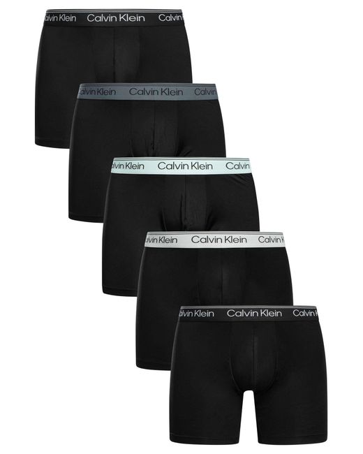 Calvin Klein Black 5 Pack Microfiber Stretch Boxer Briefs for men