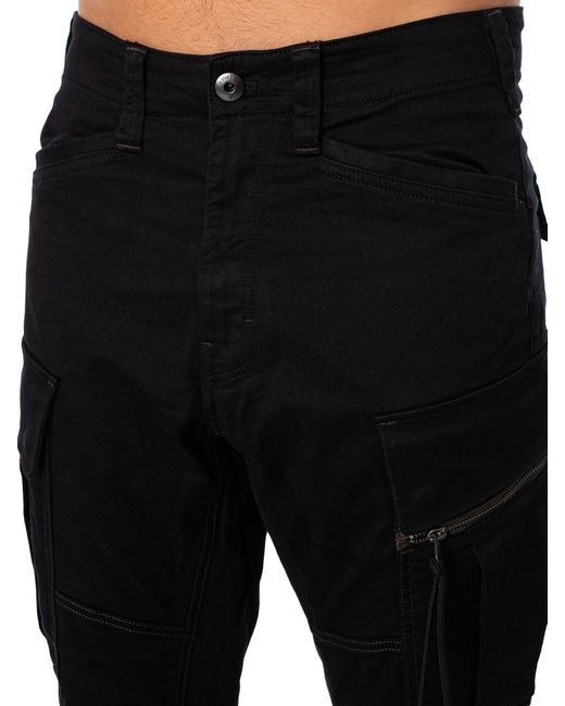 G-Star RAW Black Zip Pocket 3d Skinny Cargos for men
