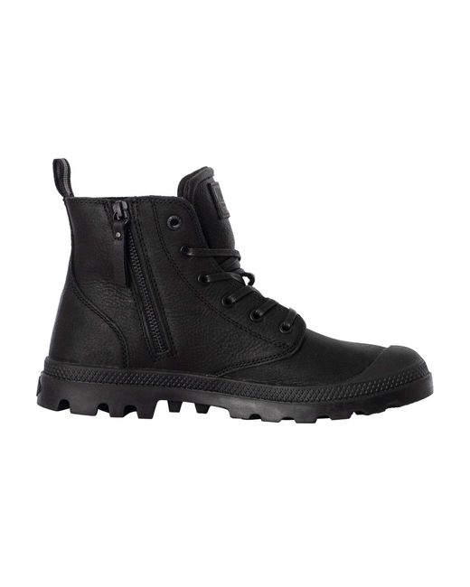 Palladium Black Pampa Zip Leather Boots for men