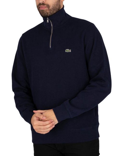 Lacoste Blue Zip Collar Sweatshirt for men