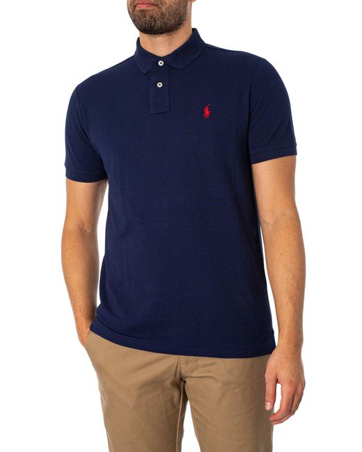 Polo Ralph Lauren Blue Slim Polo Shirt for men
